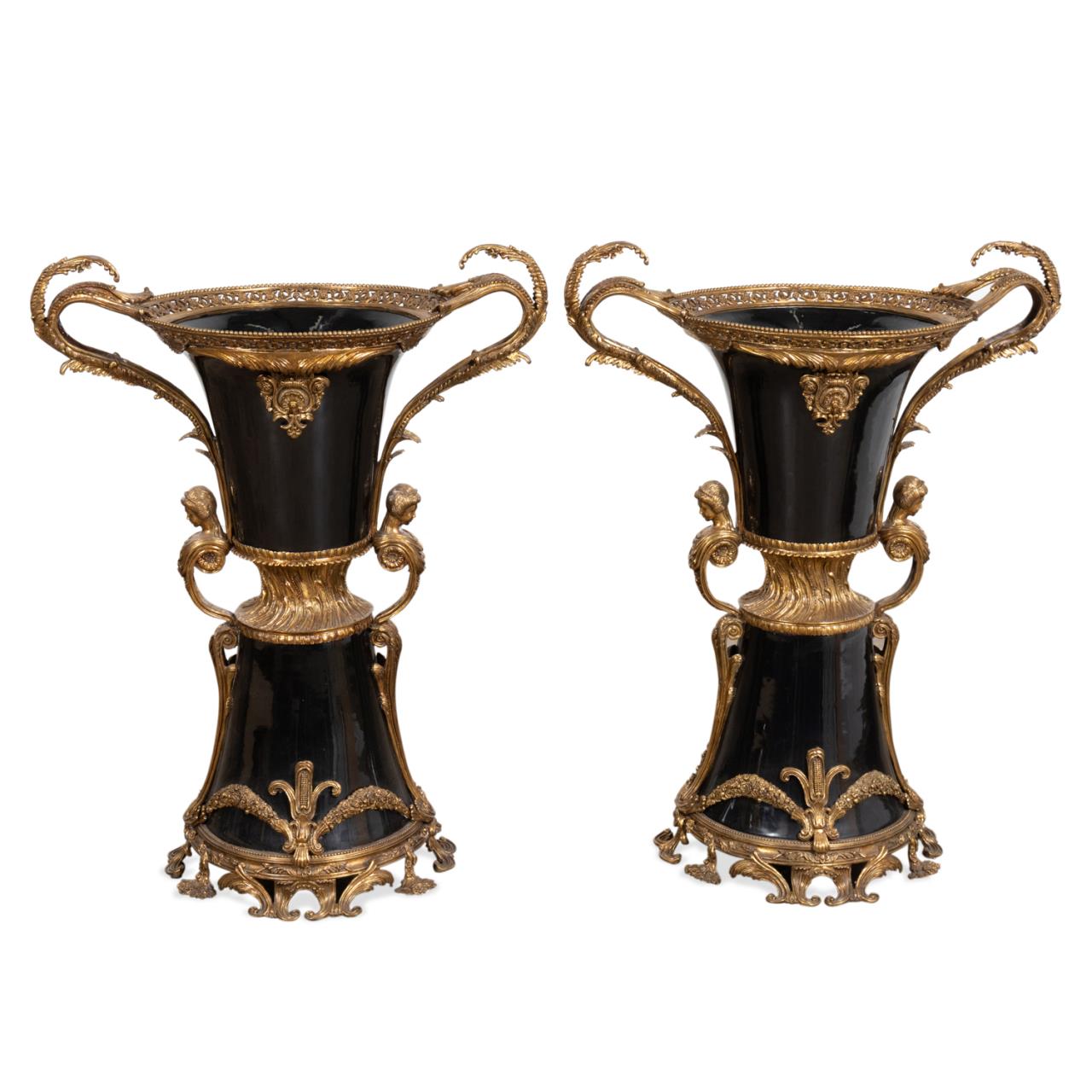 PAIR LOUIS XVI STYLE BLACK BRONZE