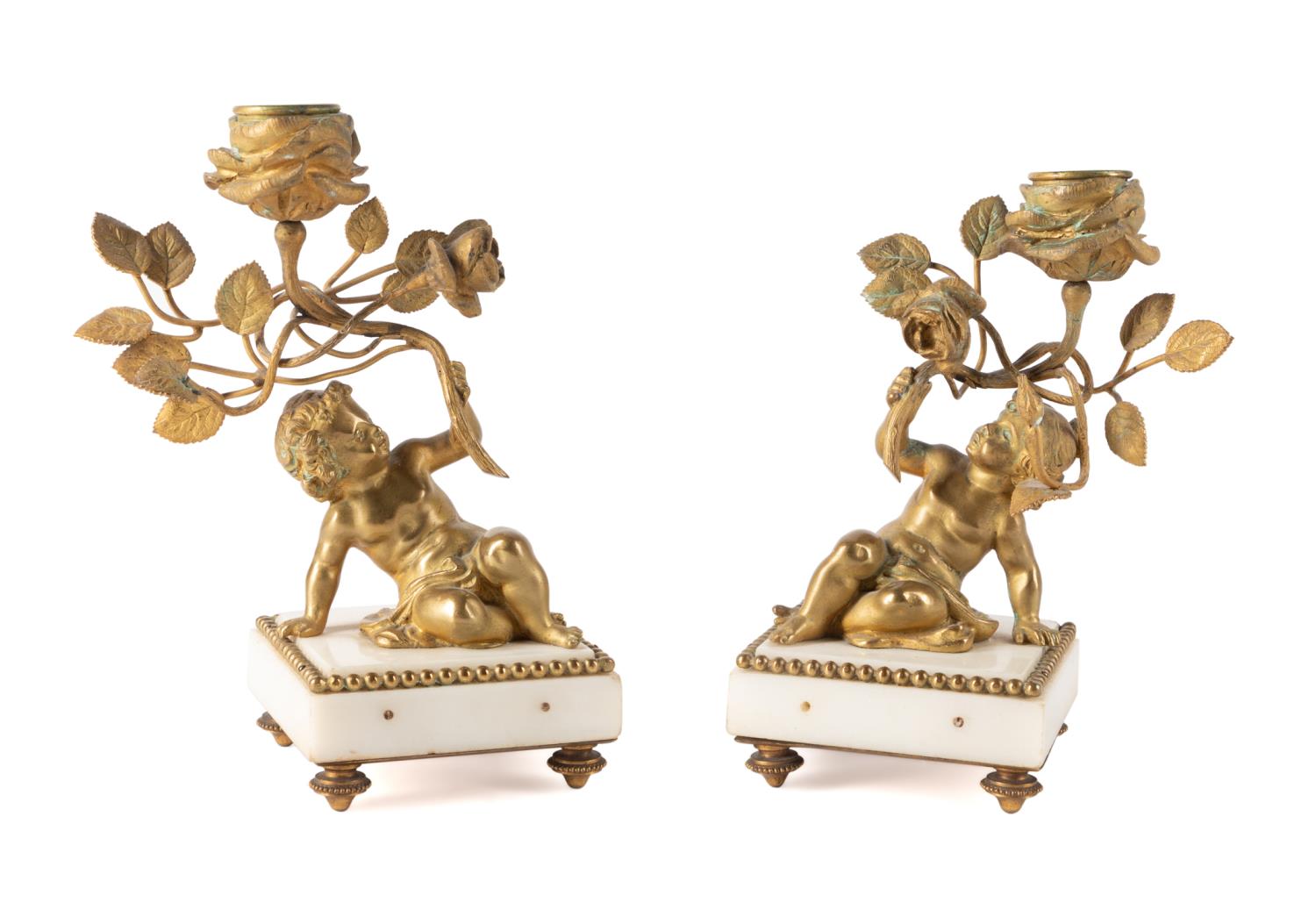 PAIR LOUIS XVI STYLE BRONZE PUTTI