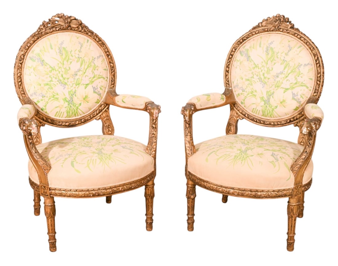 PAIR LOUIS XVI STYLE CARVED