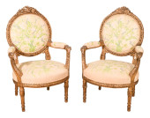 PAIR LOUIS XVI STYLE CARVED FA