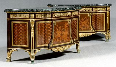 Pair Louis XVI style commodes:
