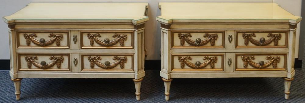 PAIR LOUIS XVI STYLE CREAM AND GILT