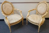 PAIR LOUIS XVI STYLE ENAMELED
