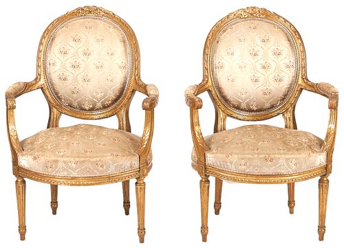 PAIR LOUIS XVI STYLE FAUTEUILSA