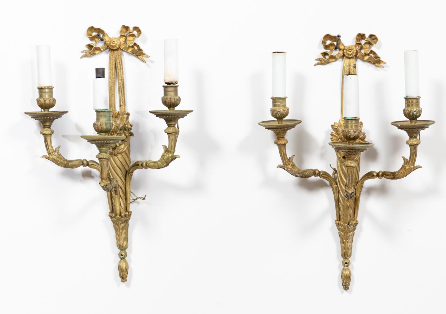 PAIR, LOUIS XVI STYLE FLORAL GILT