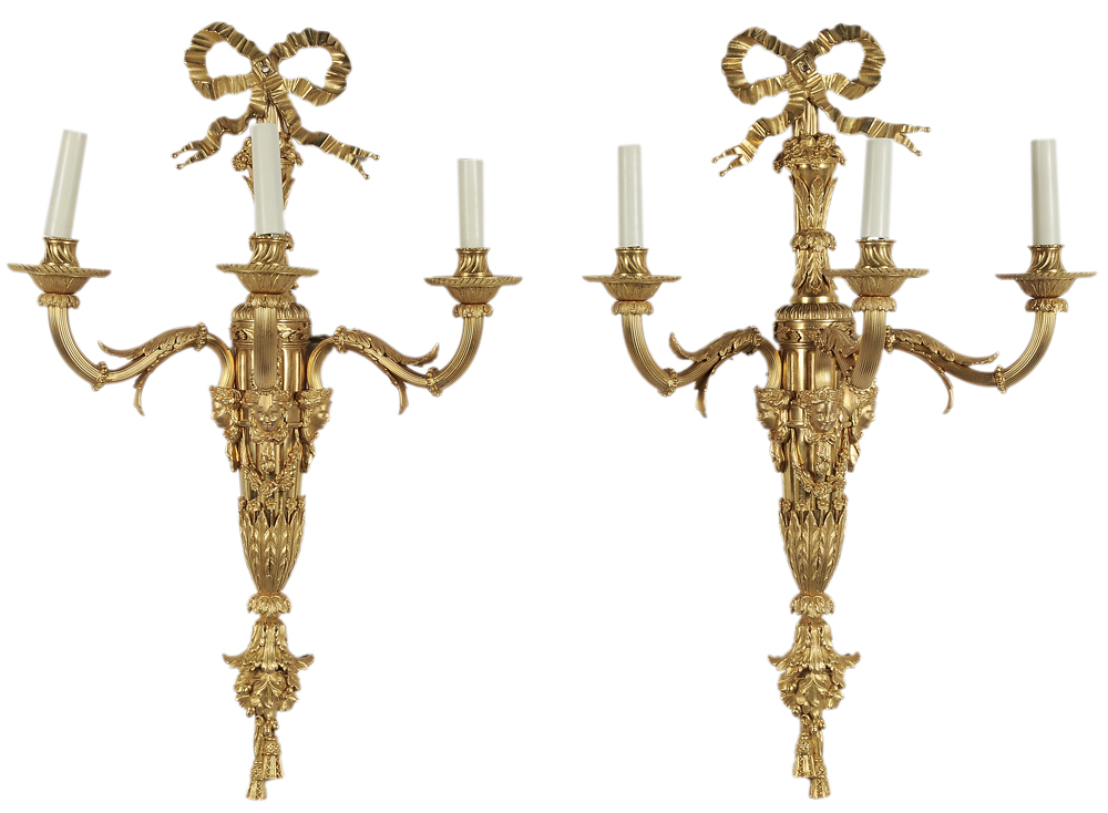 Pair Louis XVI Style Gilt Bronze
