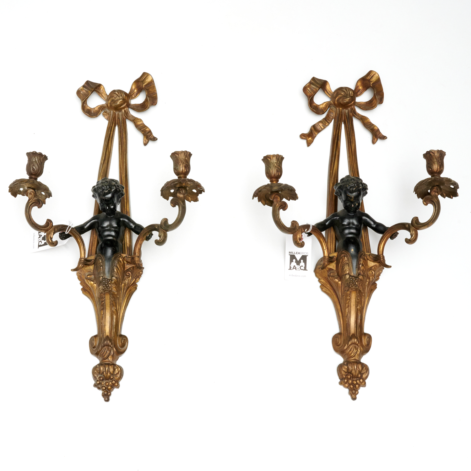 PAIR LOUIS XVI STYLE GILT METAL