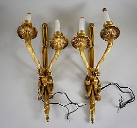 PAIR LOUIS XVI STYLE GILT BRONZE