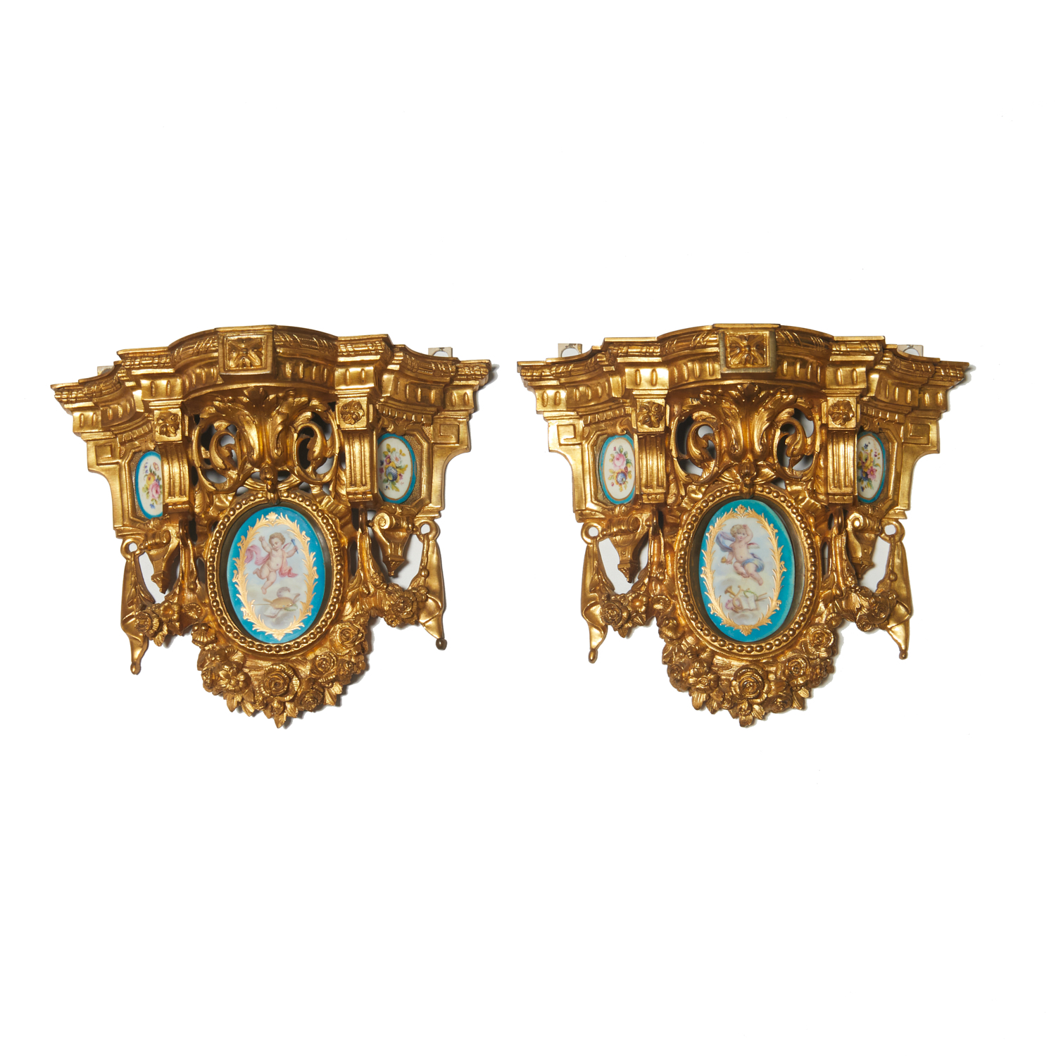 PAIR LOUIS XVI STYLE GILT BRONZE
