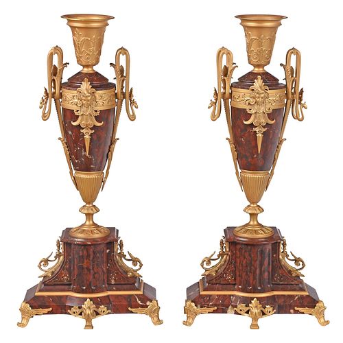 PAIR LOUIS XVI STYLE GILT BRONZE