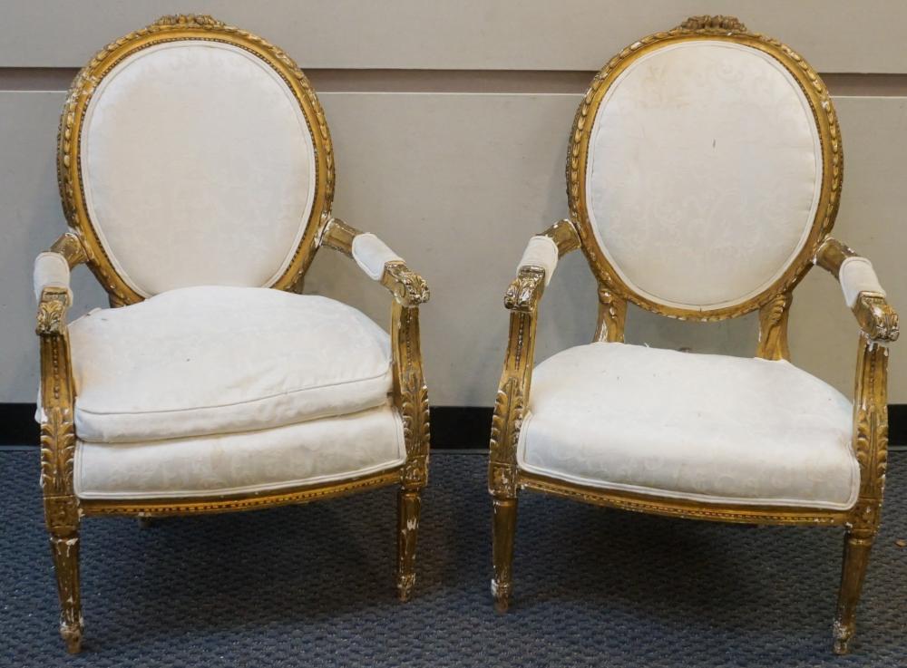 PAIR LOUIS XVI STYLE GILTWOOD