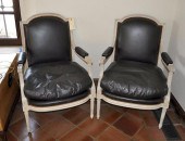 PAIR LOUIS XVI STYLE LEATHER U