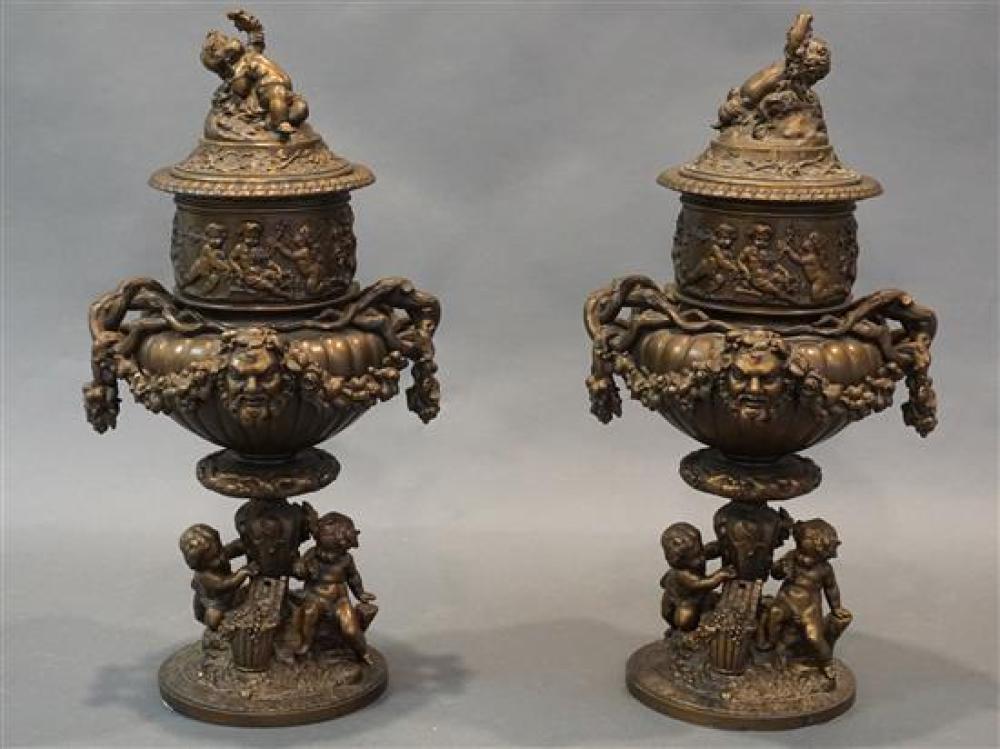 PAIR LOUIS XVI STYLE PATINATED CAST