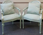 PAIR LOUIS XVI STYLE TEAL ENAM
