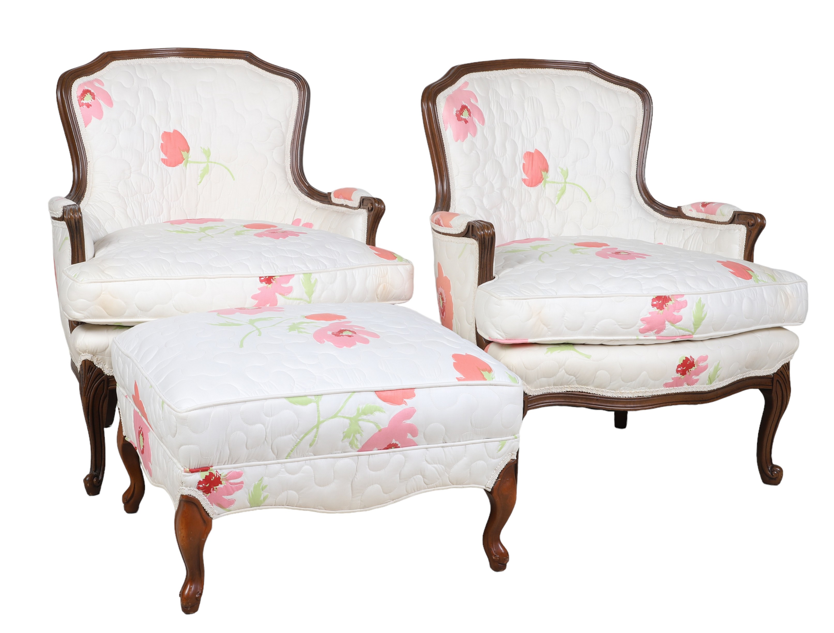 Pair Louis XVI style upholstered