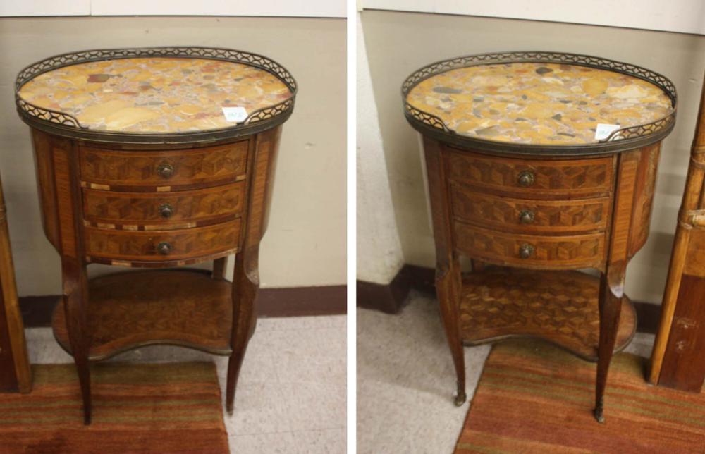 PAIR LOUIS XV/XVI STYLE TABLES EN