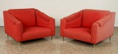 PAIR LOW SLUNG UPHOLSTERED CLU
