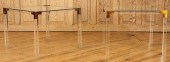 PAIR LUCITE BRASS GLASS TOP EN