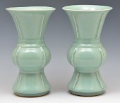 PAIR LUNGCHUAN CELADON 'GU' VA