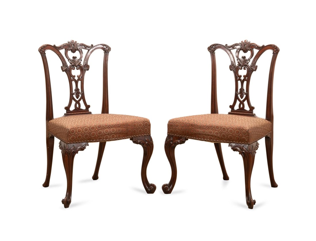 PAIR, MAHOGANY CHIPPENDALE STYLE