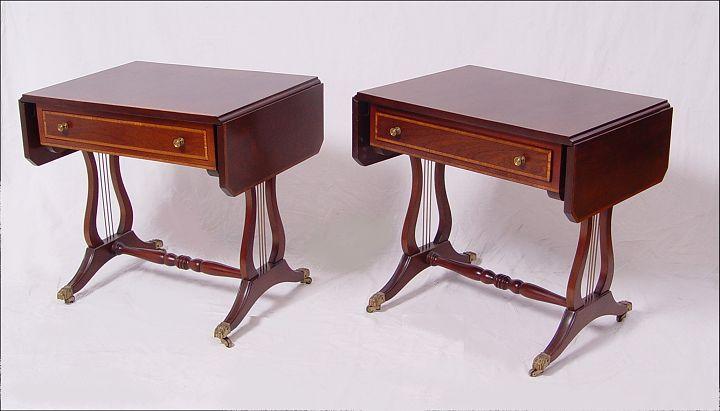 PAIR MAHOGANY DROP LEAF LYRE BASE