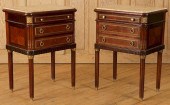 PAIR MAHOGANY MARBLE TOP BRONZ