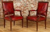 PAIR MAHOGANY OPEN ARM CHAIRS