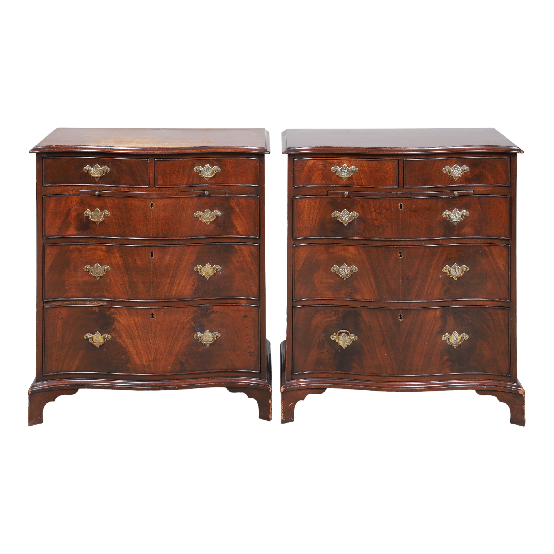Pair Mahogany serpentine front side