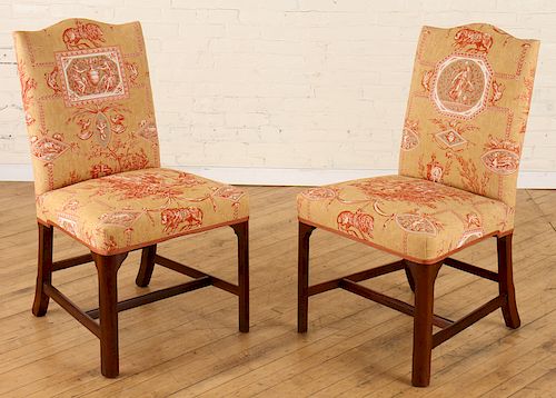 PAIR MAHOGANY SIDE CHAIRS CLASSICAL