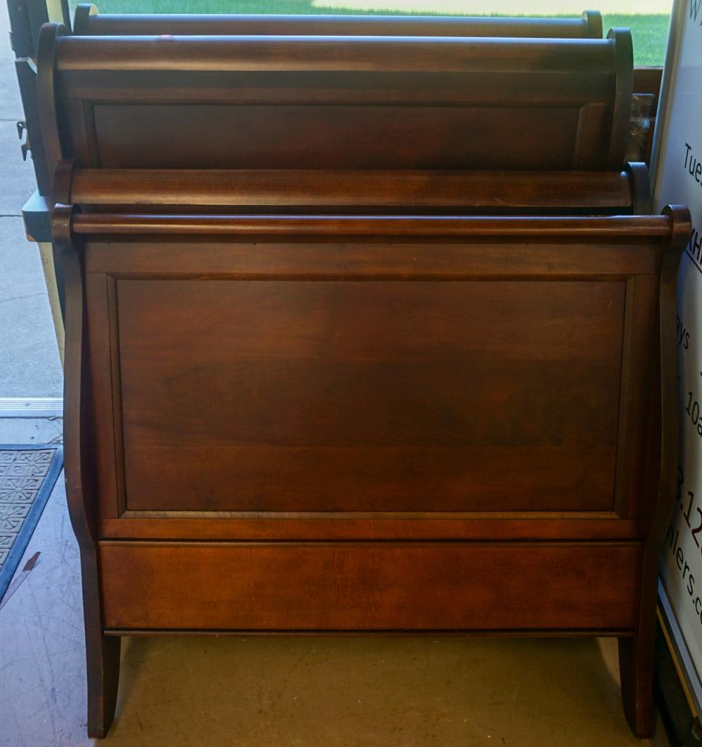 PAIR MAHOGANY TWIN SLEIGH BEDS,