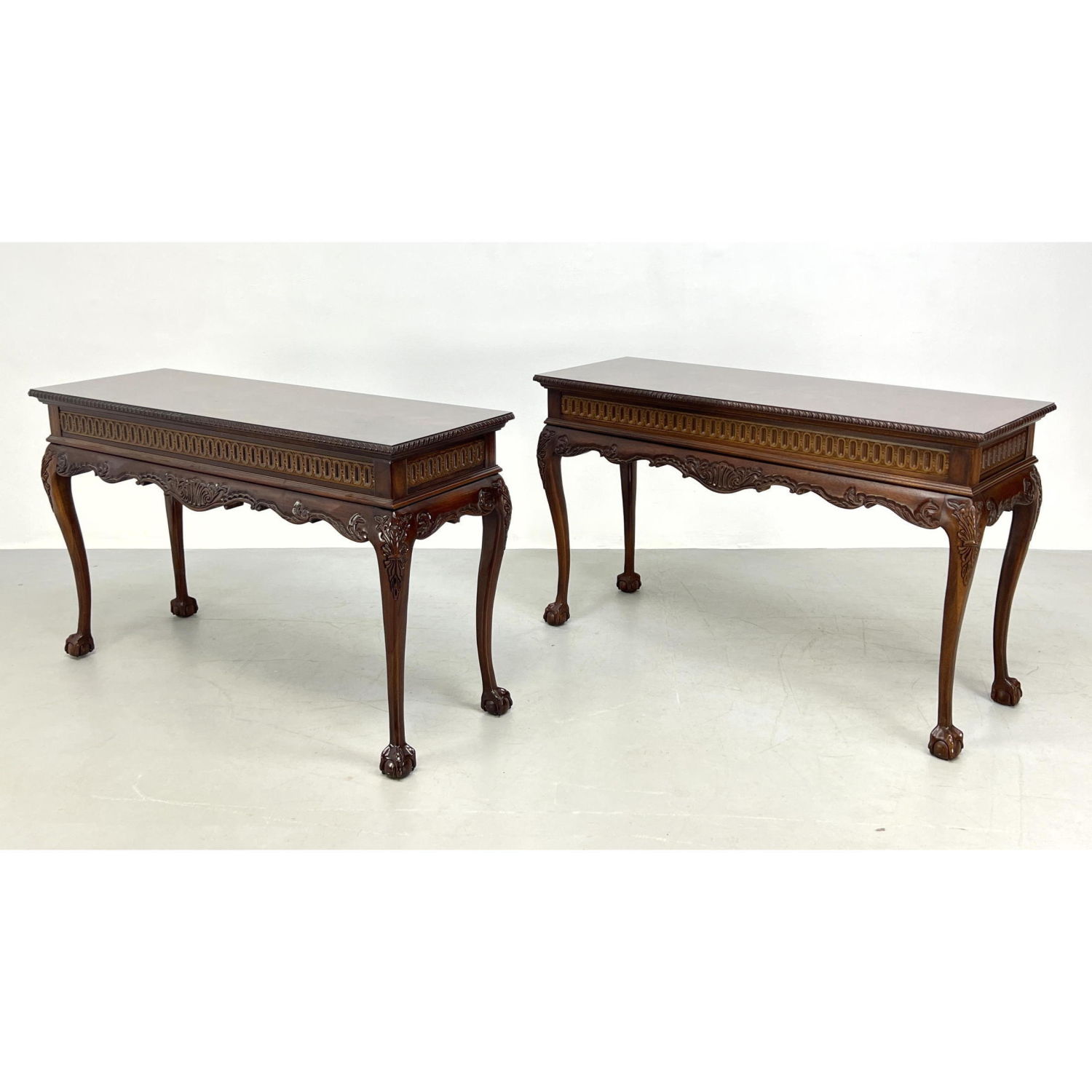 Pair Maitland Smith Mahogany Sofa