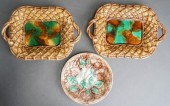PAIR MAJOLICA 'BASKET WEAVE' T