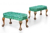 PAIR MALACHITE FABRIC & GILTWO