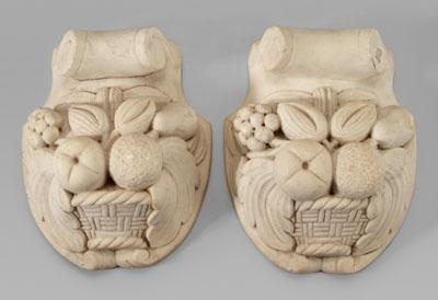 Pair marble mounts: baskets of