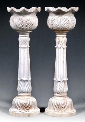 Pair marble planters: each three