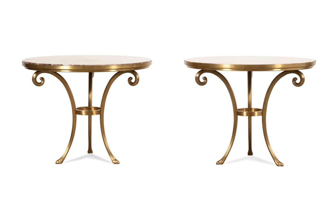 PAIR MARBLE TOP GILT METAL GUERIDON