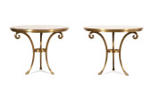PAIR MARBLE TOP GILT METAL GUE
