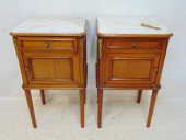 PAIR MARBLE TOP NIGHT STANDS W