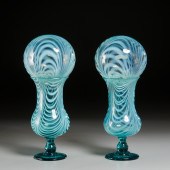PAIR MARBRIE GLASS WITCH BALLS