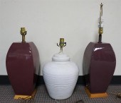 PAIR MAROON GLAZED CERAMIC TAB