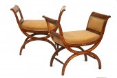 PAIR MARQUETRY WINDOWSEATS - P