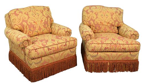 PAIR MASON ART UPHOLSTERED EASY