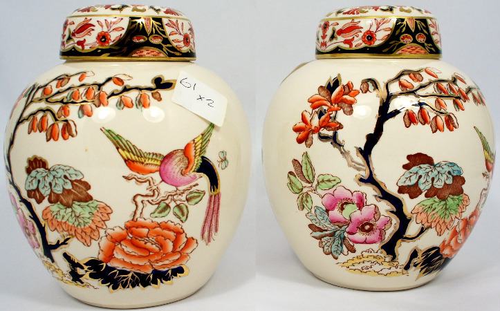 Pair Masons Ginger Jar & Covers