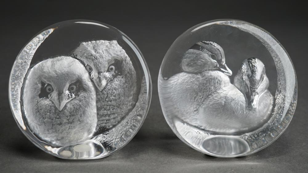 PAIR MATS JONASSON CRYSTAL 'BIRD