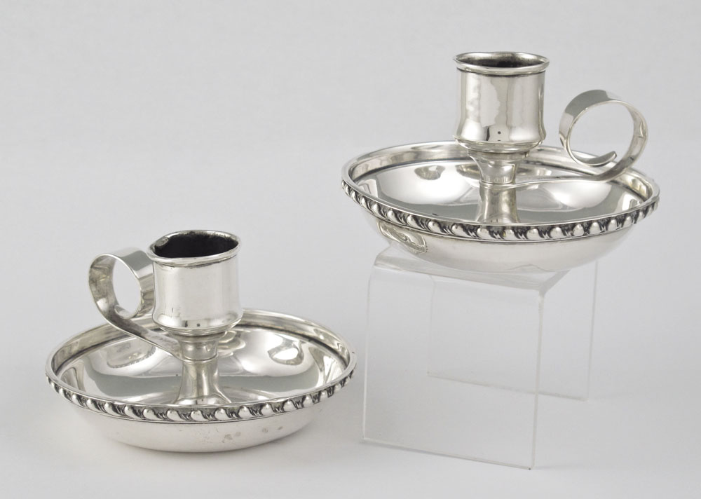 PAIR MAUSER STERLING CANDLE STANDS: