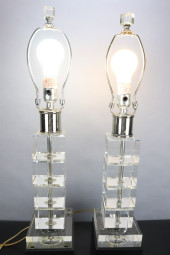 PAIR MCM CRYSTAL BEVELED SQUAR