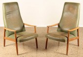PAIR MCM DANISH ARM CHAIRS LEA