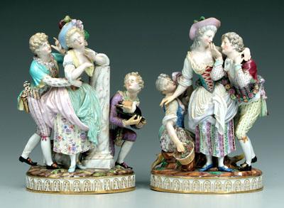 Pair Meissen figural groups: each