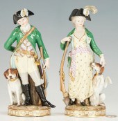 PAIR MEISSEN FIGURES, HUNTER A