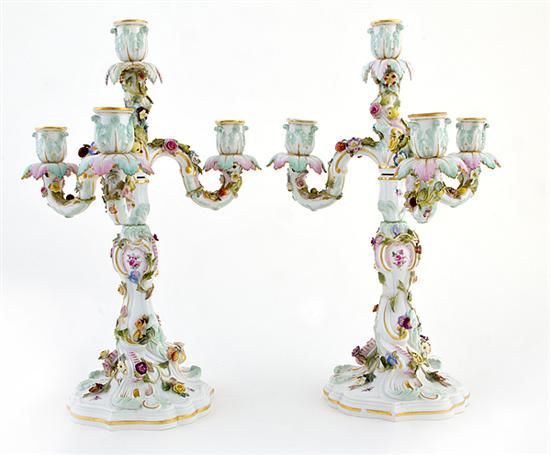 Pair Meissen four-light